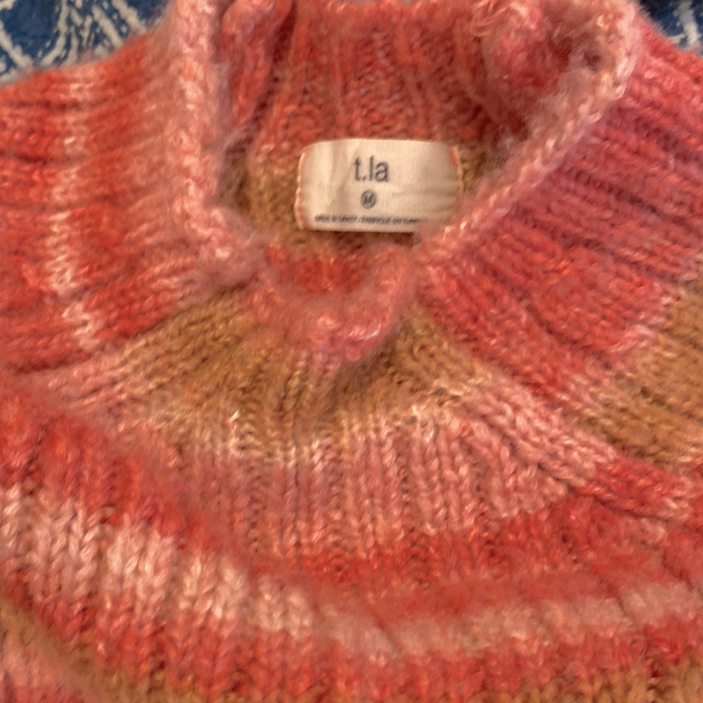 Anthropologie T.La Drea pink tan Space-Dyed Sweater, Size Medium - Picture 10 of 12